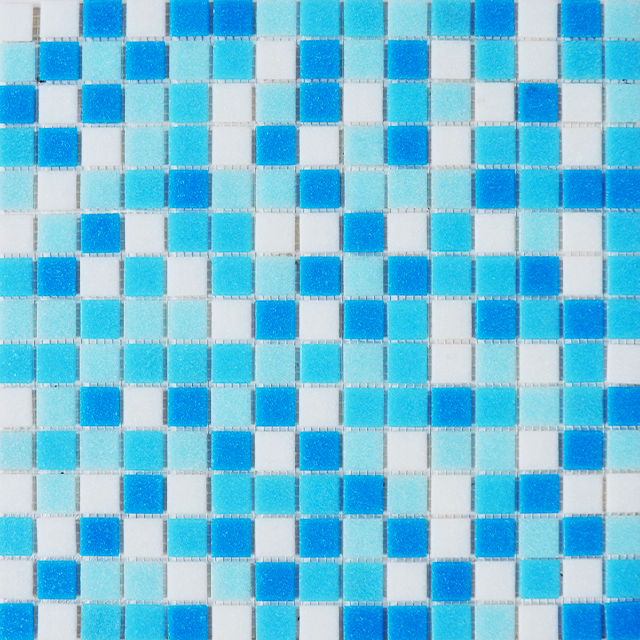 Mosaico de piscina de vidro derretido a quente mistura azul quadrado