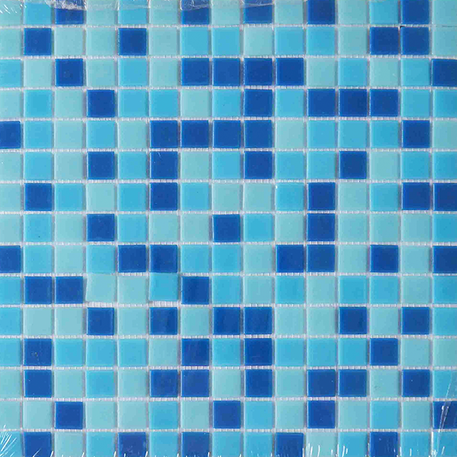 Mosaico de piscina de vidro derretido a quente mistura azul quadrado