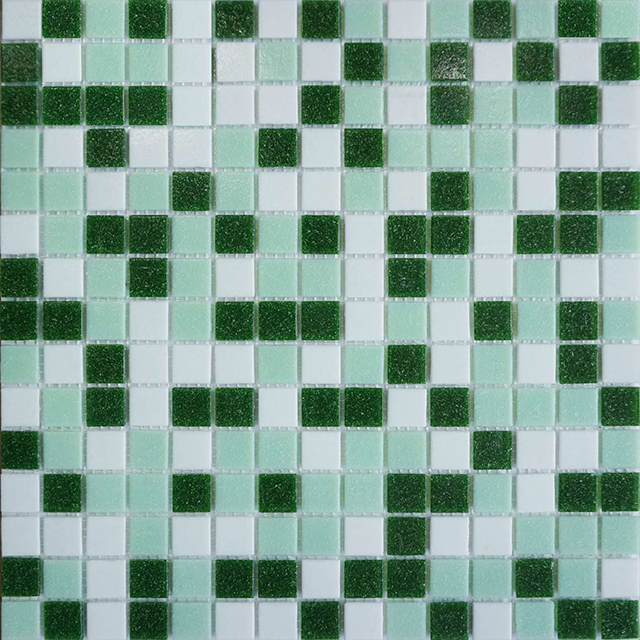 Mosaico de vidro quadrado misto verde 20X20